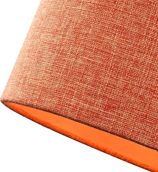 Contemporary and Sleek 12 Inch Rustic Orange Linen Fabric Drum Lamp Shade 60w Maximum | 30cm Diameter | for Table Lamp or Pendant by Happy Homewares - 5