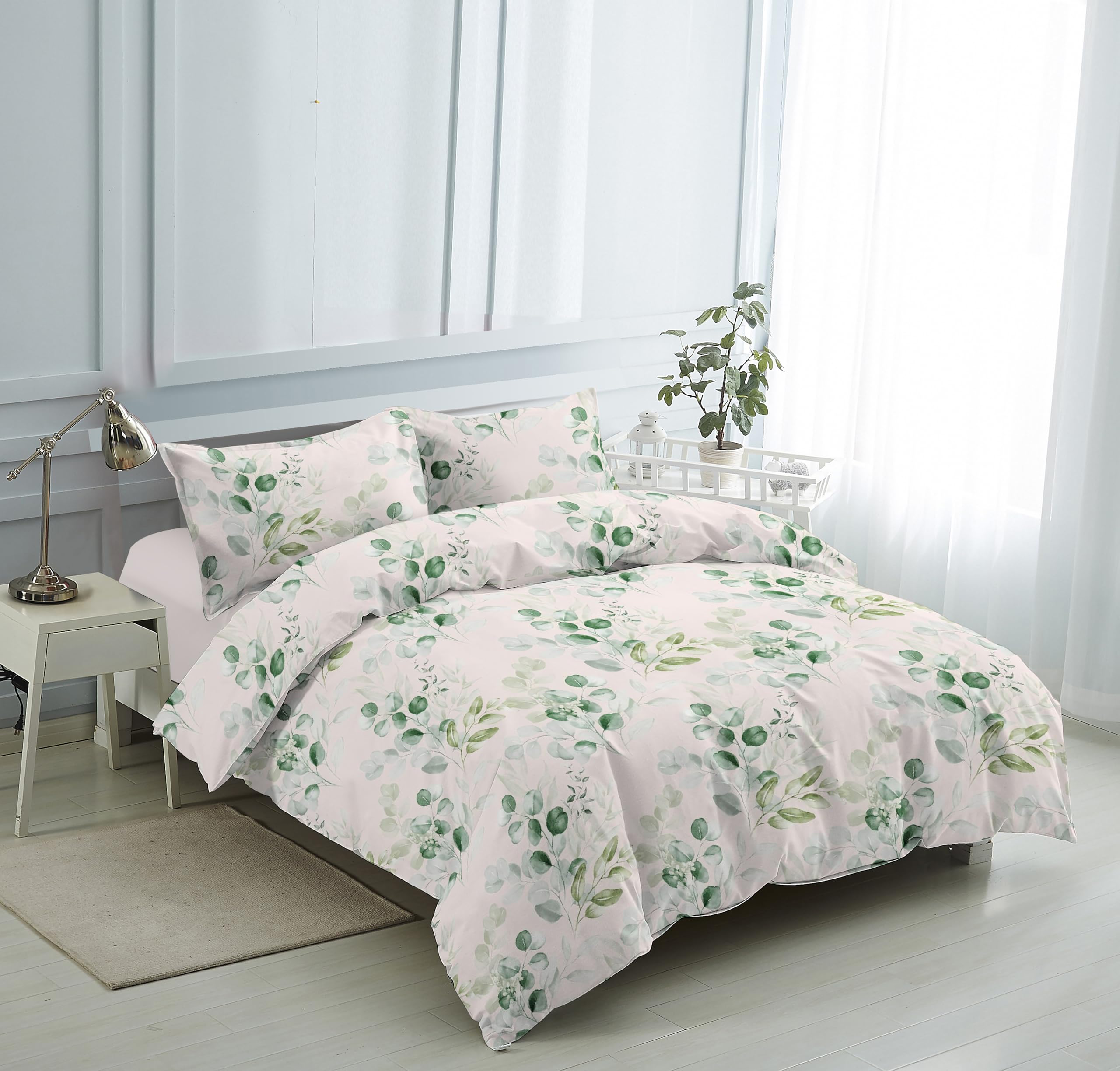 Etrexonline Juego de Funda Nórdica 3 Piezas Cama 135 Microfibra Extra Suave Transpirable - 1 Funda Edredón 220x220 cm y 2 Fundas de Almohada 50x70 cm (Eucalipto) — view 39