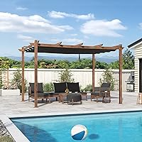 Vista 27 de PURPLE LEAF - Pérgola retráctil de 10 x 10 pies para exteriores con toldo para sol, refugio de metal para jardín, pabellón de patio, estructura