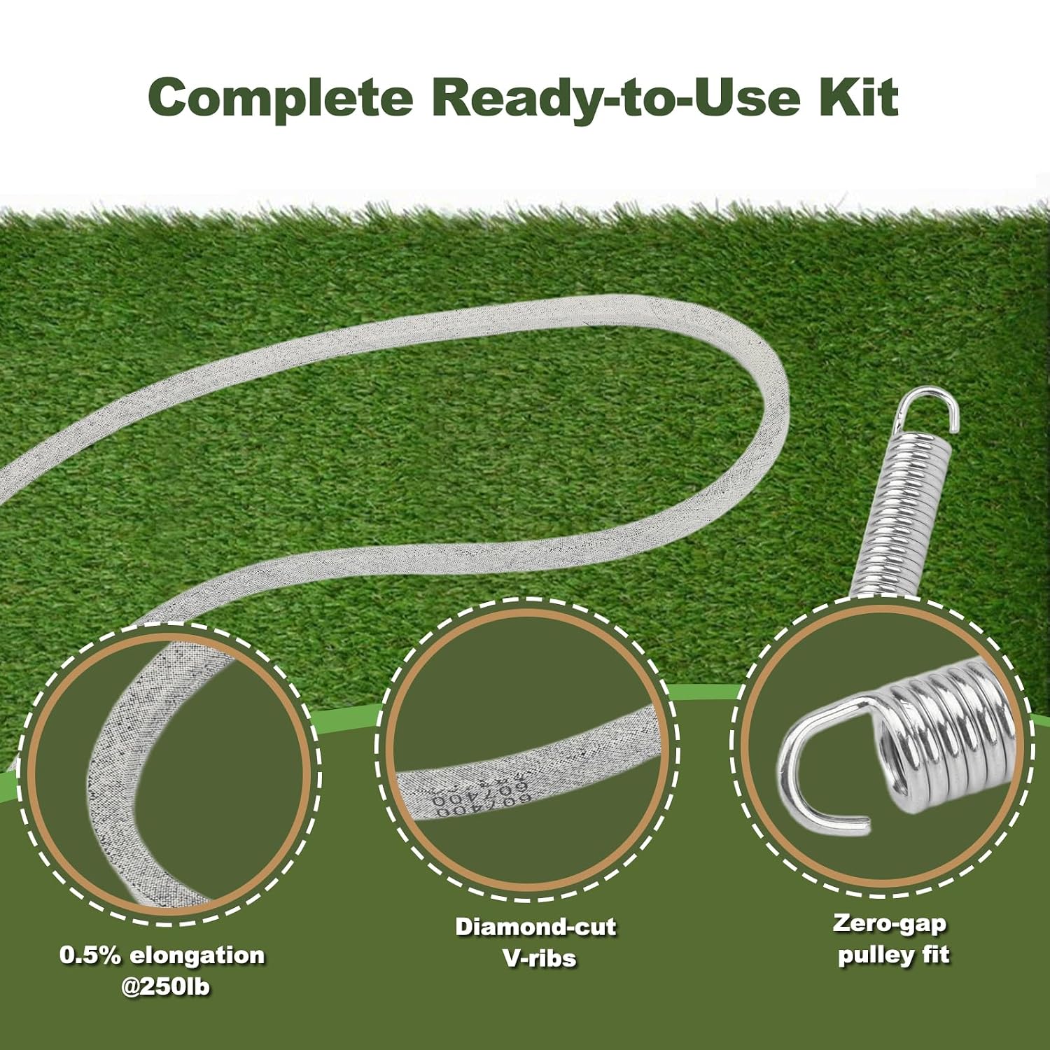 Hustler Raptor SD Drive Belt 607400 with 2PCS Idler Spring 604490 for 54" & 60" Zero Turn Mowers - Precision Fit Lawn Tractor Parts