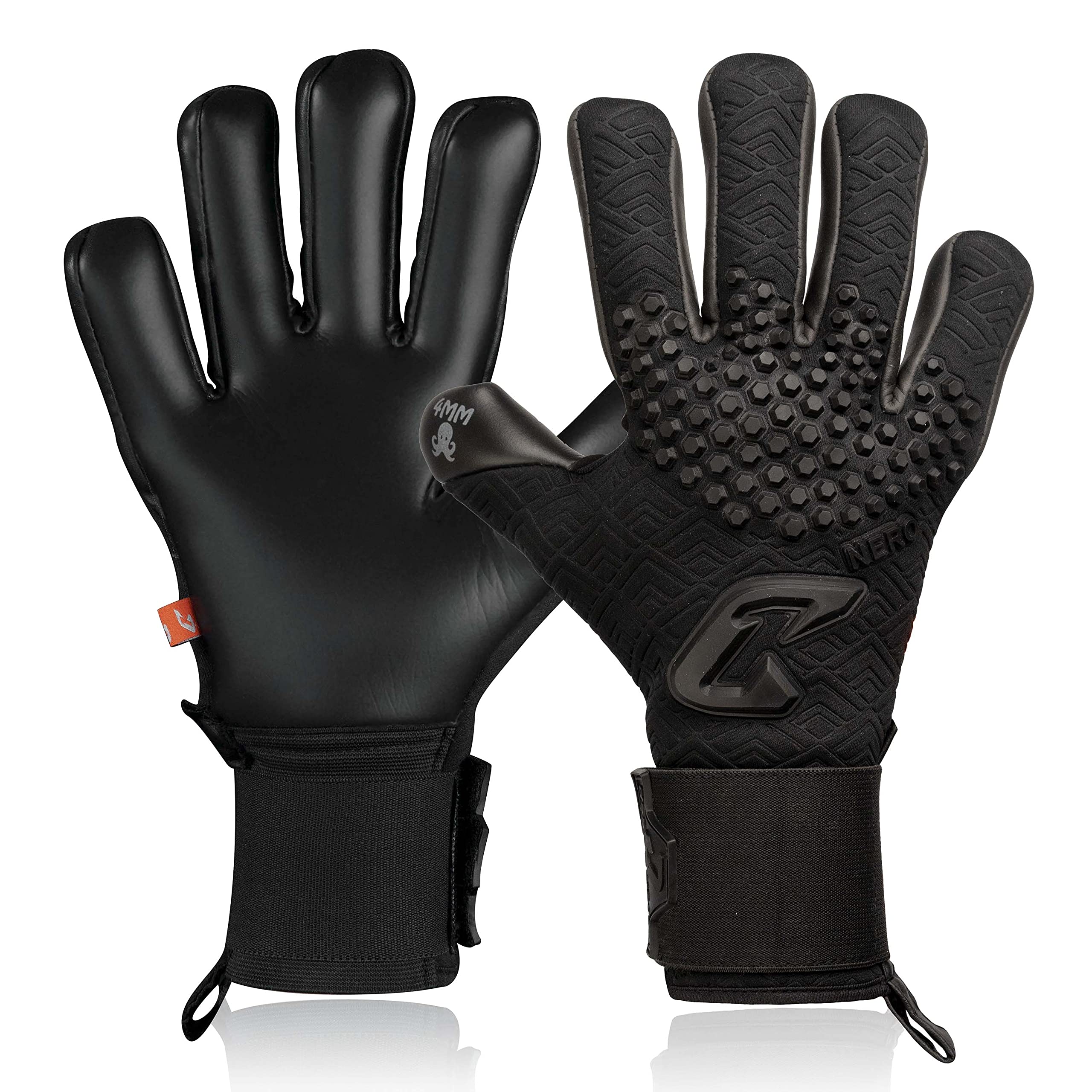 CATCH&KEEP Guanti da portiere professionali per adulti, massima presa, modello premium – guanti da calcio – con la nostra impugnatura Octopus (nero scuro | nero, 6)