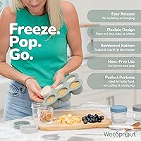 Vista 3 de WeeSprout Bandeja de silicona para congelador con tapa con clip, contenedor perfecto para almacenamiento de alimentos caseros para bebés, verduras
