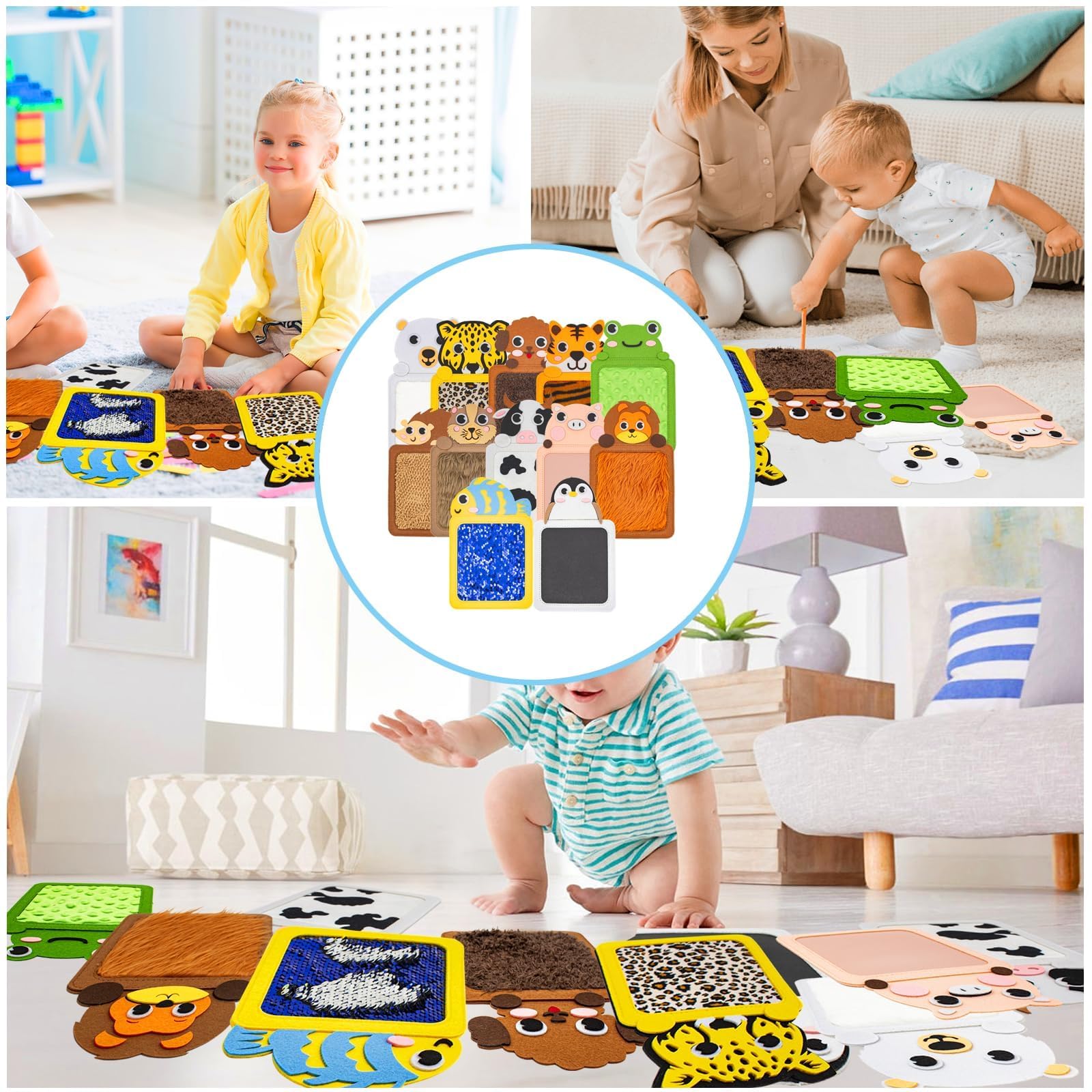 12 tappetini sensoriali, pannelli sensoriali da parete per bambini, strumenti per l'autismo, tessuto strutturato sensoriale, tappetino per animali educativi, articolo per bambini autismo,