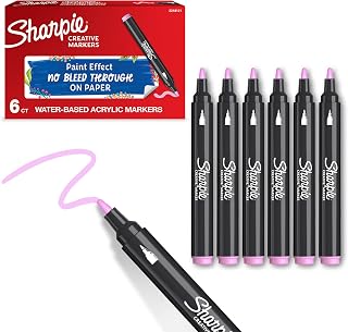 Creative Marker Acrylic Paint Pens | Bullet Tip Water-Based Paint Markers | Rose Pink | No-Bleed Ink Writes on Most Surfaces | School & Revision Supplies | 6 Count