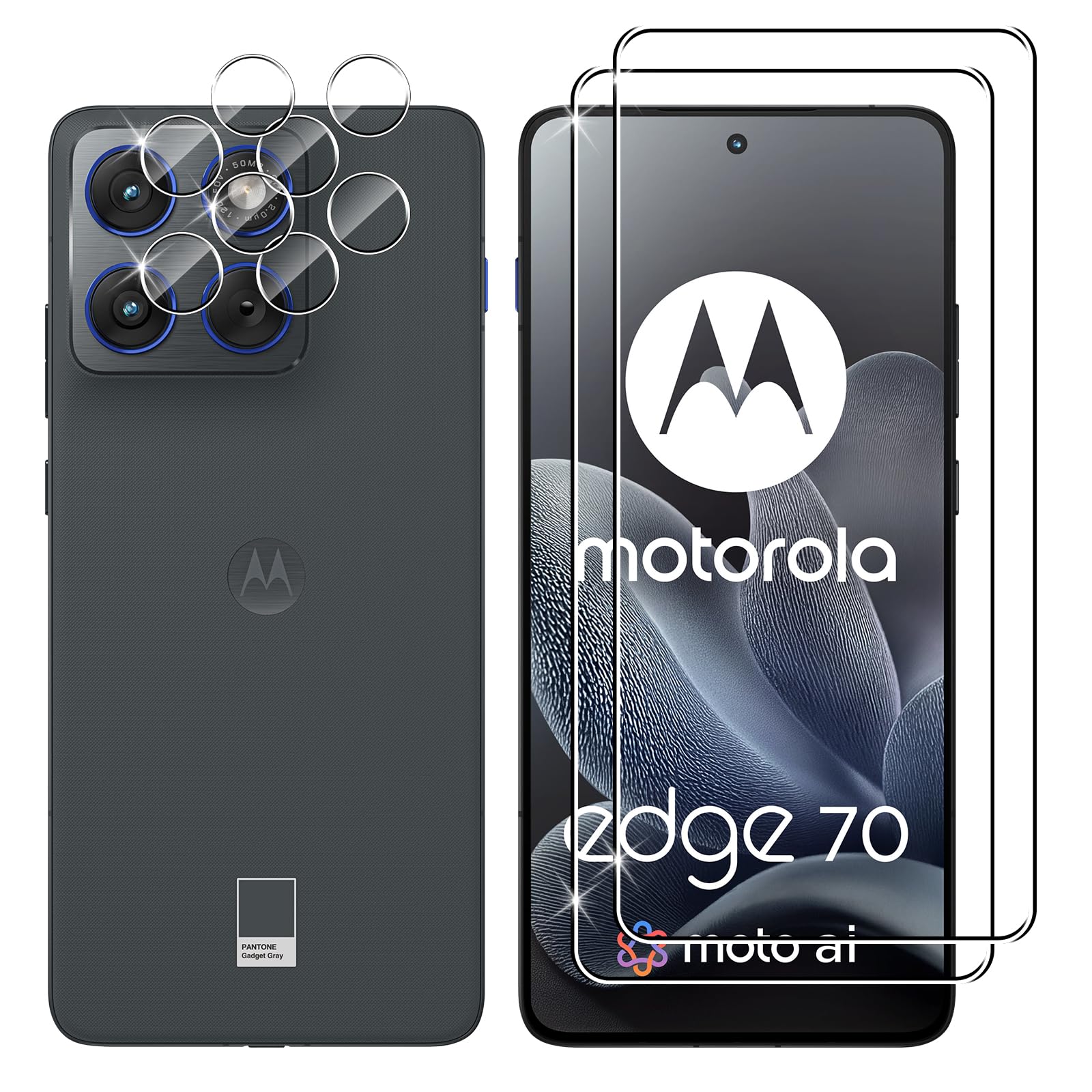Lutree per Motorola Moto Edge 70 Vetro Temperato, 2+2 Pezzi Pellicola Protettiva+ Pellicola Fotocamera, Durezza 9H Anti-Graffio HD Senza Bolle Protezione Schermo