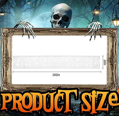 Vista 2 de Sfcddtlg 300 x 30 Inch Halloween Spooky Cloth - White Large Size Halloween Scary Creepy Cloth - Windows Doorways Cover Gauze for Halloween Party