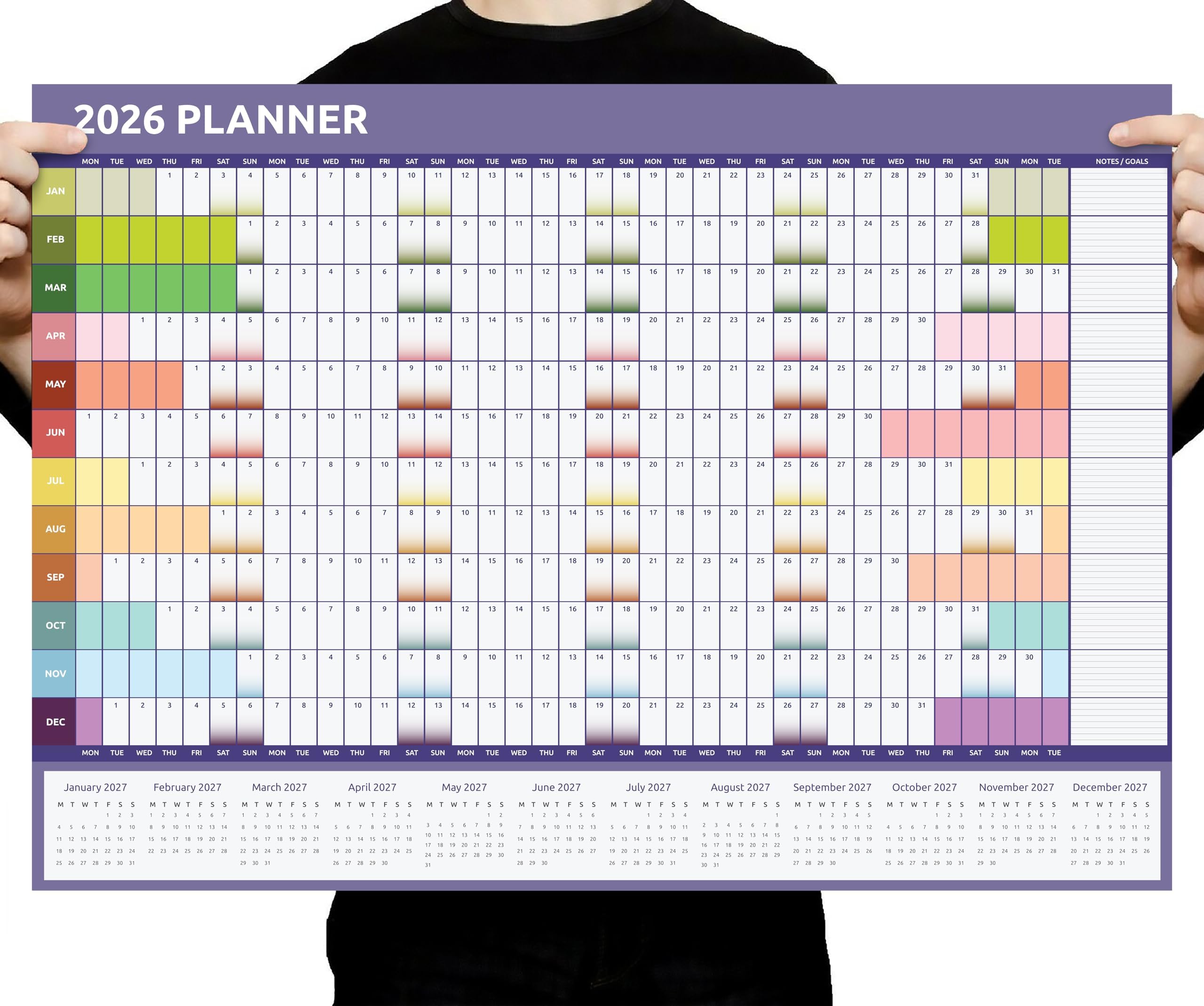 evelay 2024 Wall Planner Calendar A1 Size (84cm x 59cm) Full Year to view Calendar Home Office Work Full Year (Rainbow), 33.1 x 23.4 Inch
