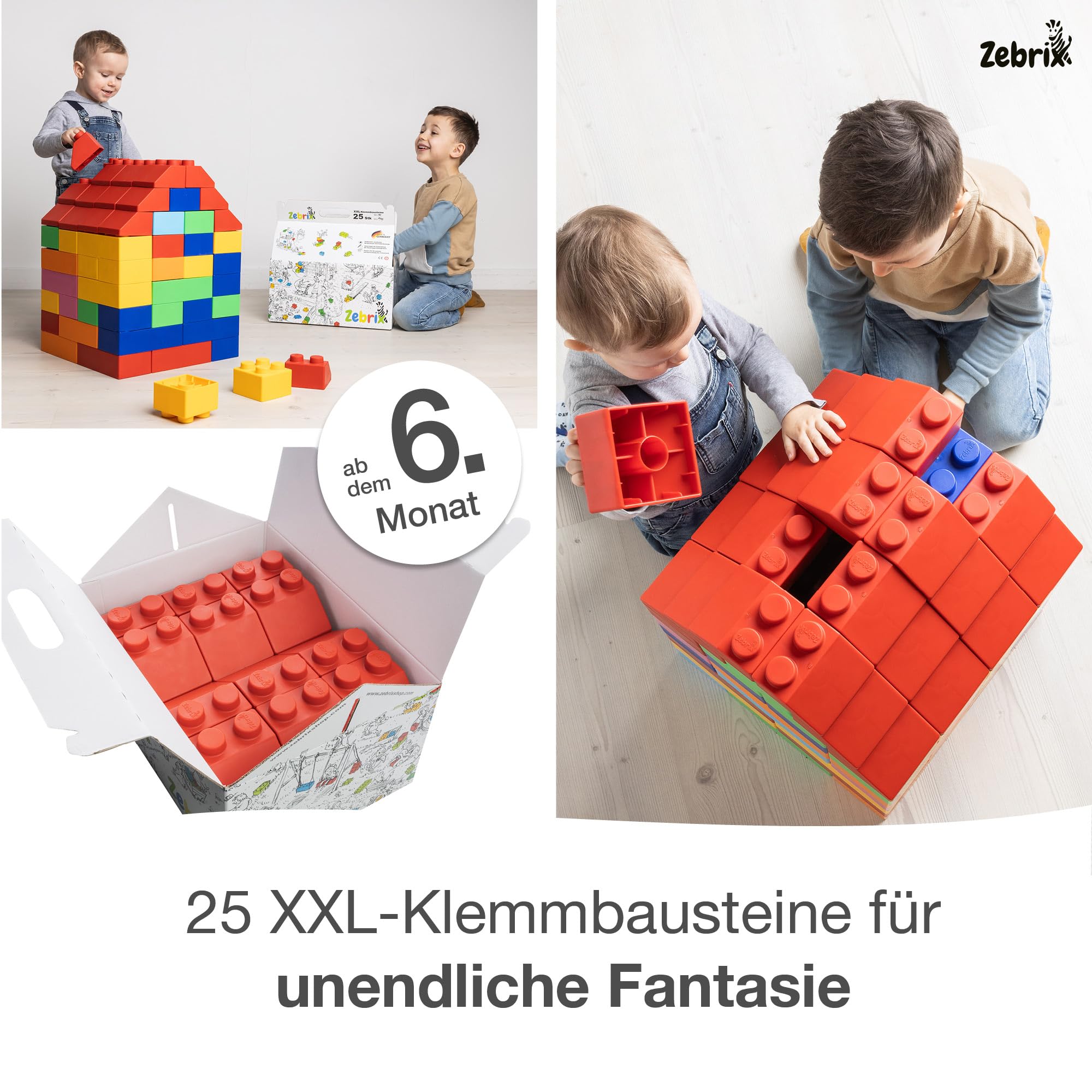 25 blocchi per tetto inclinati XXL, grandi blocchi soft touch, per una casa interna ed esterna, per neonati e bambini a partire dai 6 mesi, prodotti in Germania