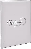 Álbum de fotos Ical, encadernação tradicional, para 100 fotos 10x15cm - linha Comemorativo - capa almofadada - modelo batizado - gelo - 381