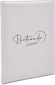 Álbum de fotos Ical, encadernação tradicional, para 100 fotos 10x15cm - linha Comemorativo - capa almofadada - modelo batizado - gelo - 381