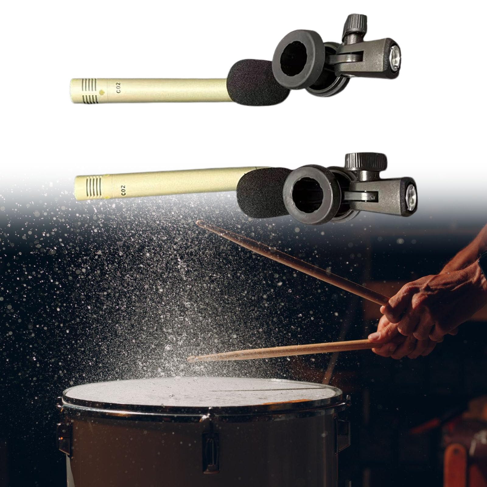 Percussion Tonabnehmer Mikrofon Set, 2 Metall Schlagzeugmikrofone 6, 10 Zoll für, Bühnenaudio, Lehrdemo, Probenarbeit und Live Einsatz Percussion Mikrofon Set, Instrumenten Tonabnehmer, Live