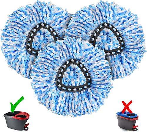 Paquete de 3 cabezales de repuesto para trapeador giratorio, repuestos de fregona compatibles con O-Cedar EasyWring Triangle Mop, cabezal de