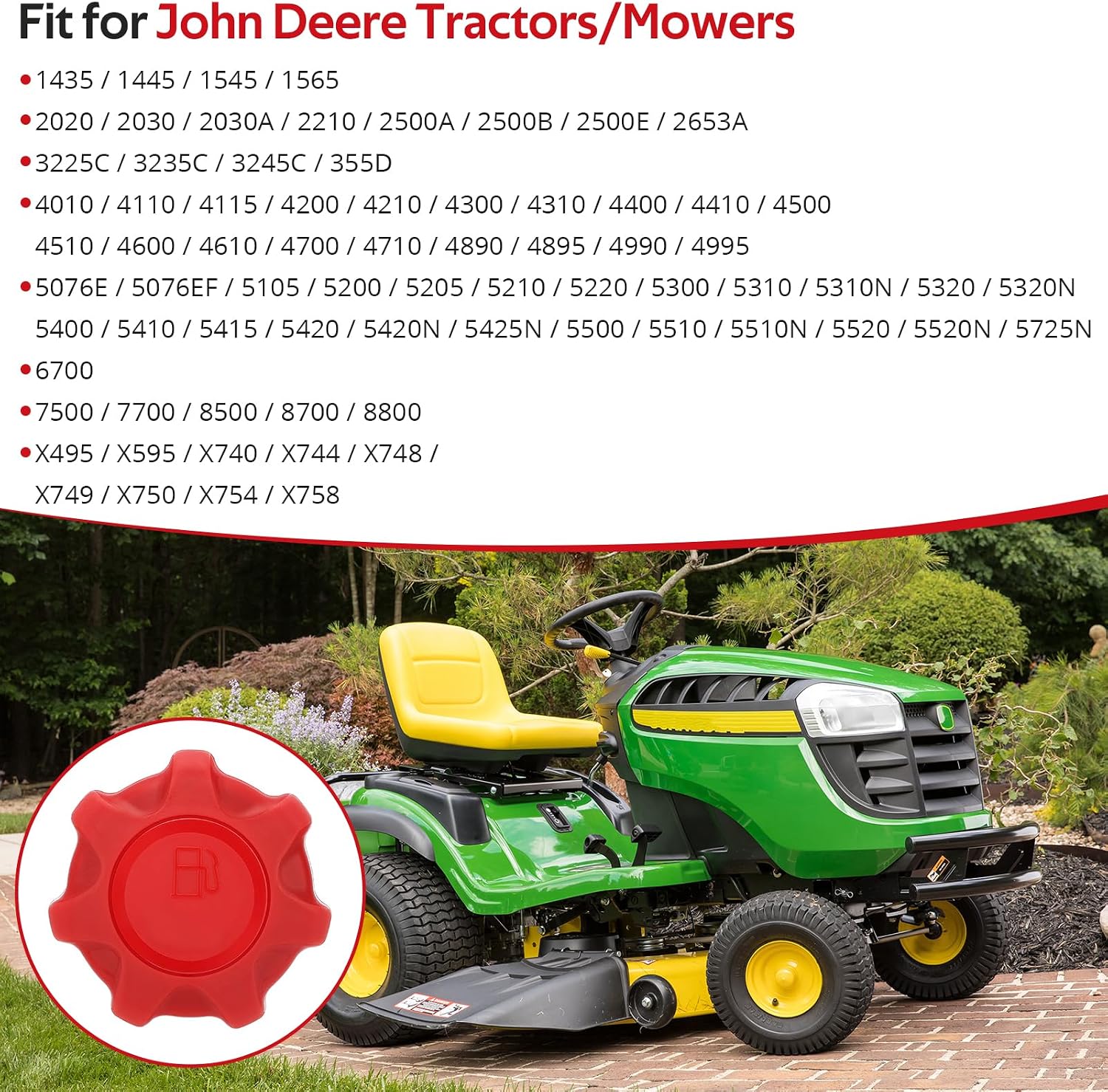 JAVIK Diese-l Cap Fuel Cap Fit for John Deere Tractors Mowers 1445 1565 2020 2210 3245C 4010 4610 4710 489 5076E 5300 5320N 5410 6700 7500 7700 8500 X495 X595 X750,OEM# AM123508 LVA10158