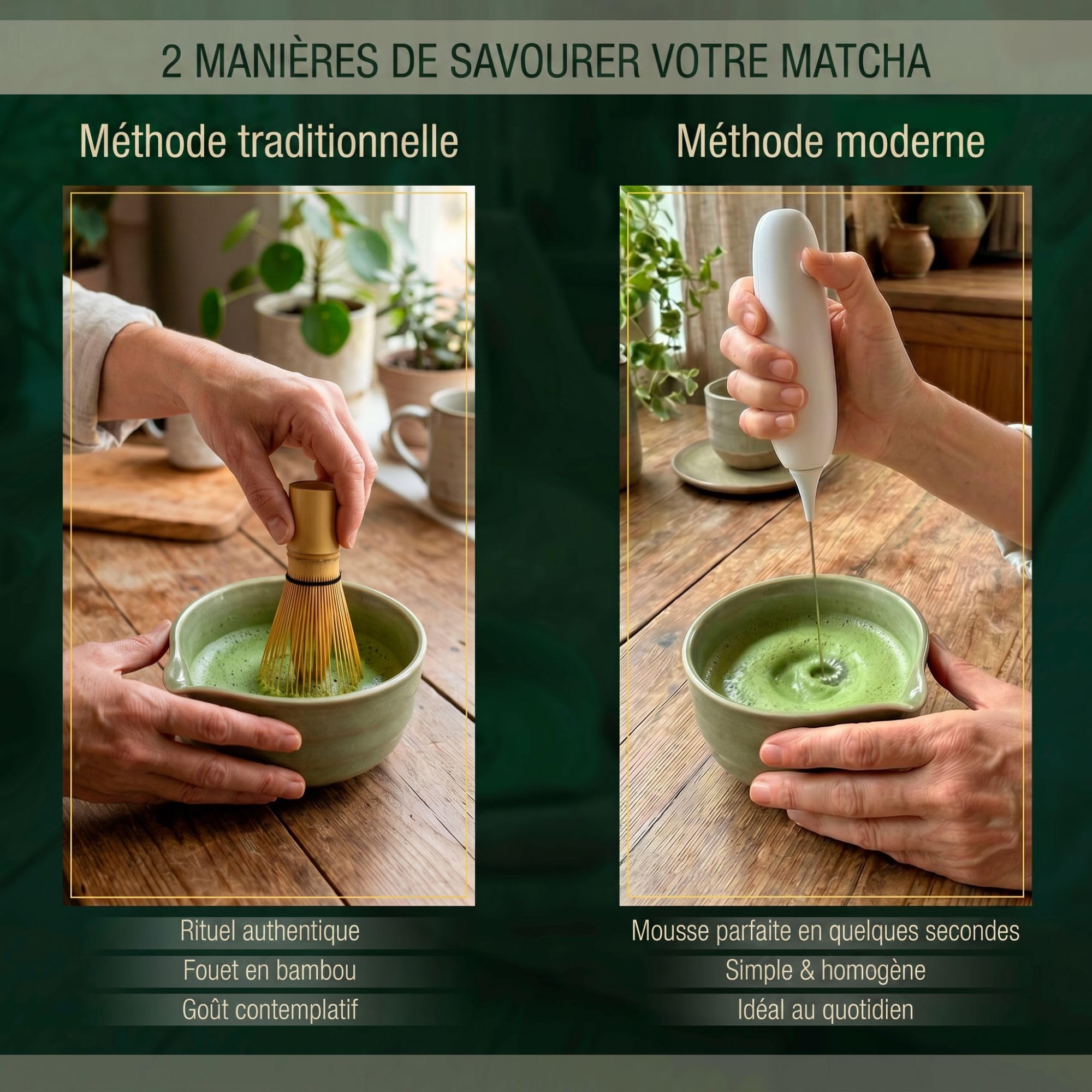 Kit de thé matcha avec fouet électrique mousse et ensemble complet d'accessoires traditionnels, bol en céramique, tamis bambou préparation rituelle authentique initiation Set de 11 pièces cadeau