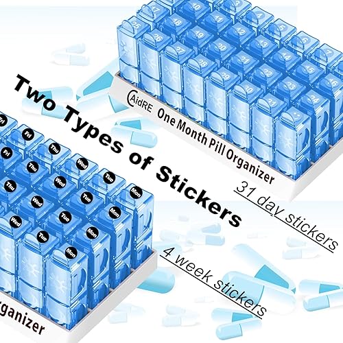 Miniatura 3 de Pastillero de 31 días AMPM Pastillero mensual para medicamentos, vitaminas y suplementos Pastillero de un mes, 2 veces al día, organizador