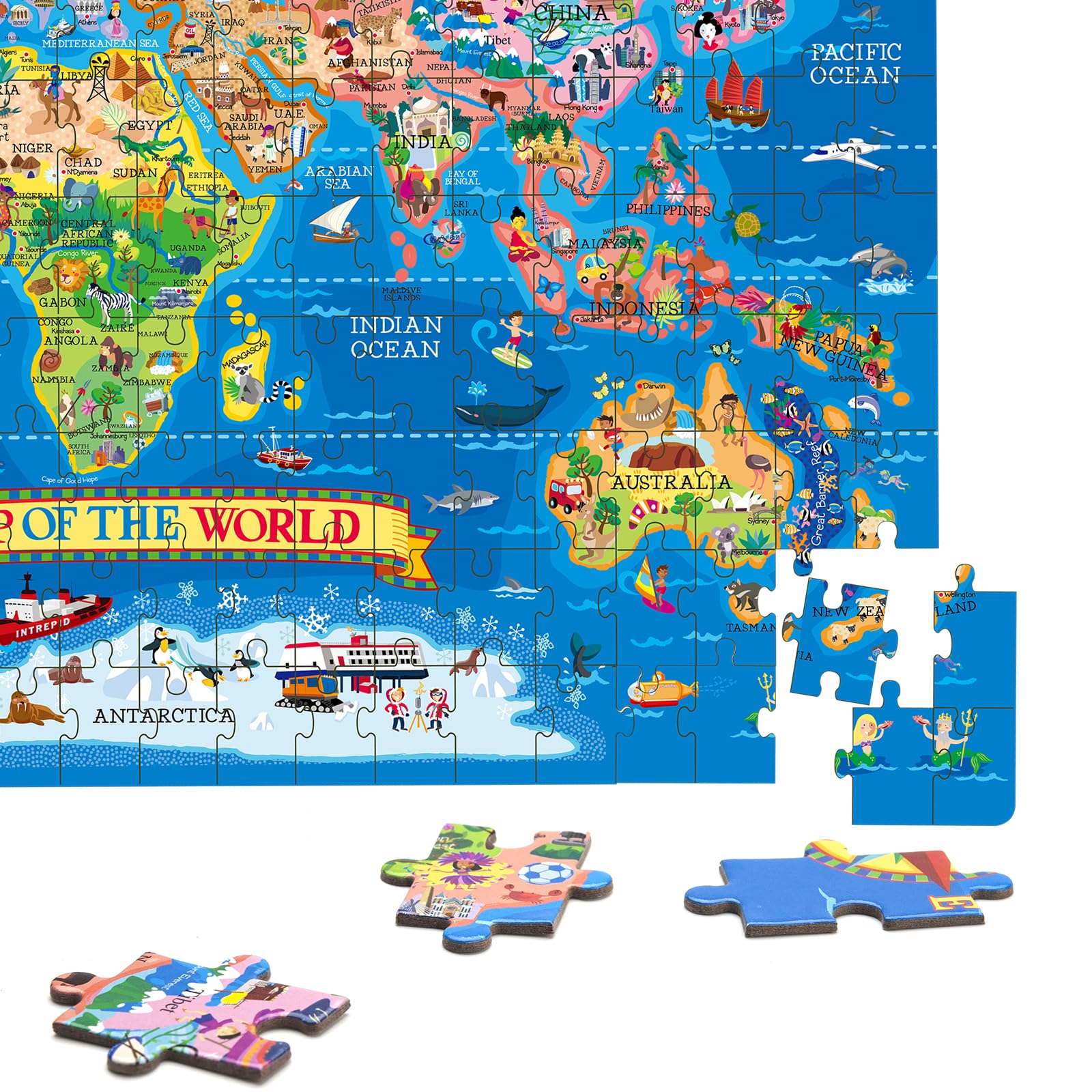 Amazon | NANXJIUR 200ピース 世界地図 ジグソーパズル 4-8歳のお子様