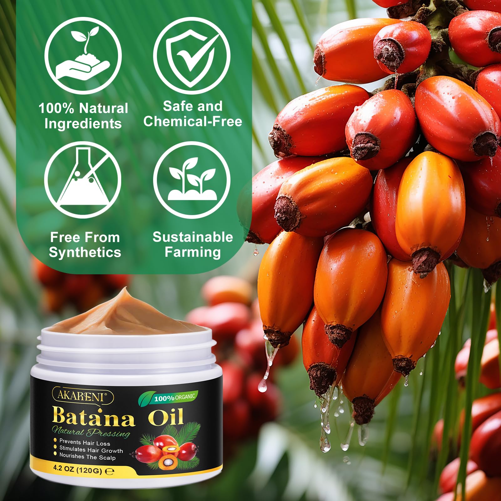 Batana Oil for Hair Growth Pure & Organic, Cold-Pressed Batana Oil, Supports Hair Strength - Image 3