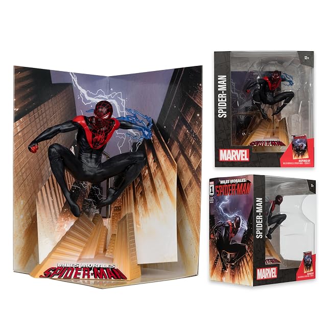 Foto 4 de 8 de McFarlane Toys - Marvel Spider-Man - Coleccionable a escala 1:10 con escena (Miles Morales: Spider-Man #1)