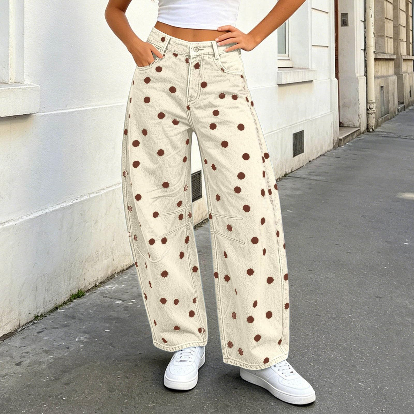 Lässige, locker geschnittene Jeans für Damen mit niedrigem Bund
