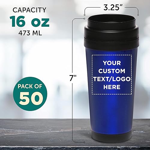 Miniatura 13 de Tazas de viaje de acero inoxidable con aislamiento personalizado, 16 onzas, juego de 50, paquete personalizado a granel, perfectas para café helado