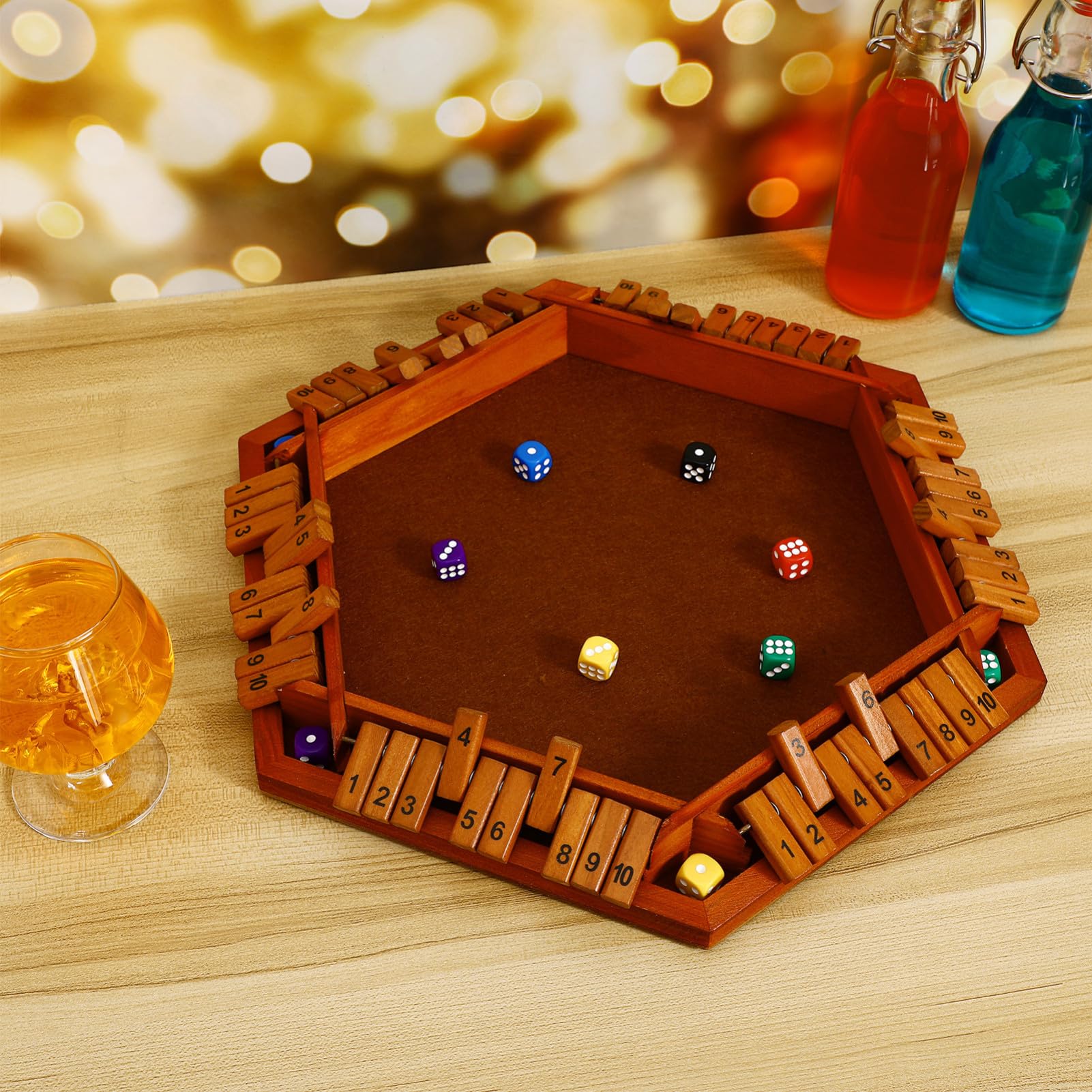 Juego de Mesa de Madera Dados y Números para Fiestas