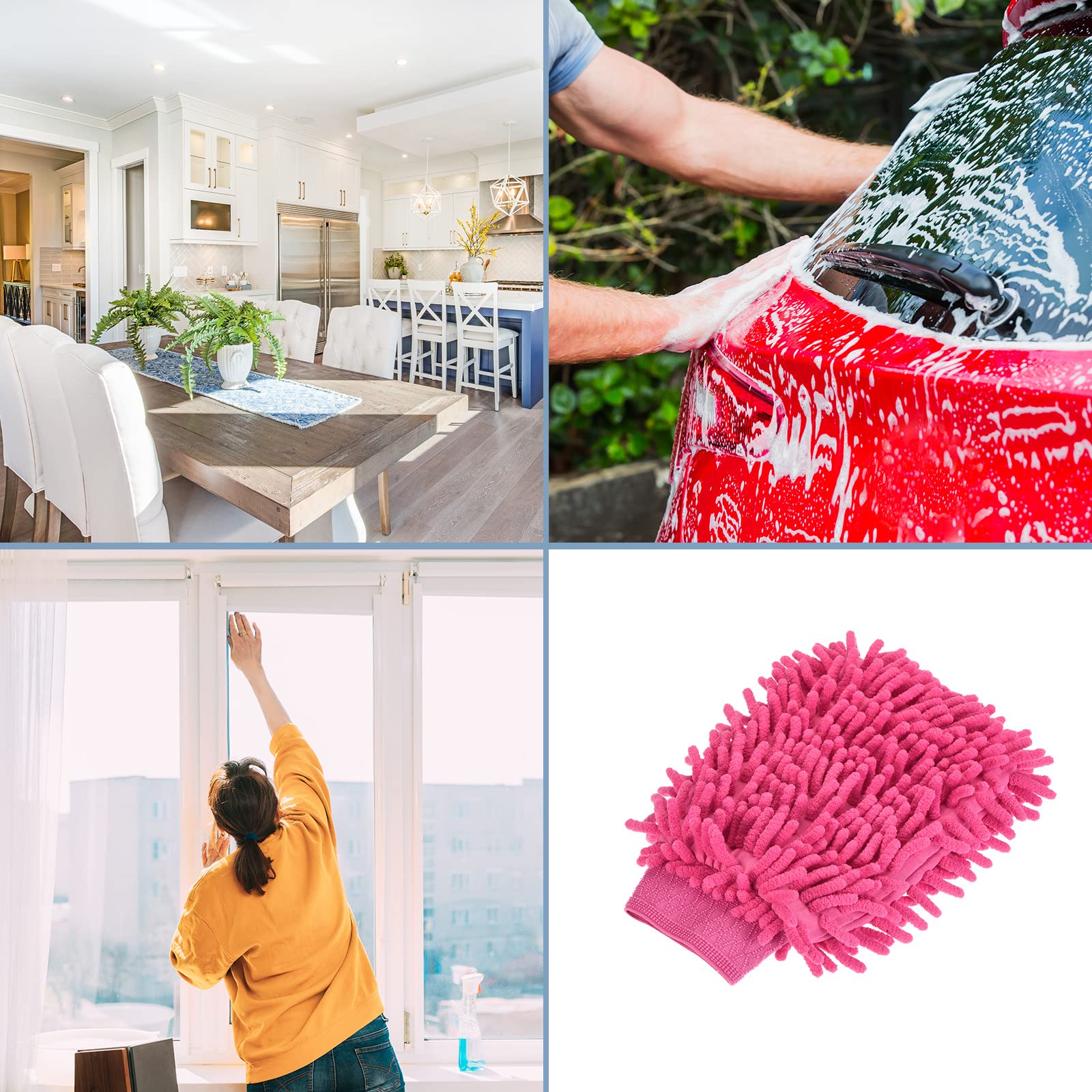 M METERXITY Microfiber Chenille Wash Mitt, Double Side Reusable Gloves for Cleaning Scratch-Free, Apply to Car Cleaning - Image 2