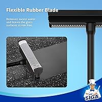 Vista 4 de MR.SIGA Escobilla de goma profesional 2 en 1 para limpiar y lavar, limpiador de cuchillas de goma con asa, color negro