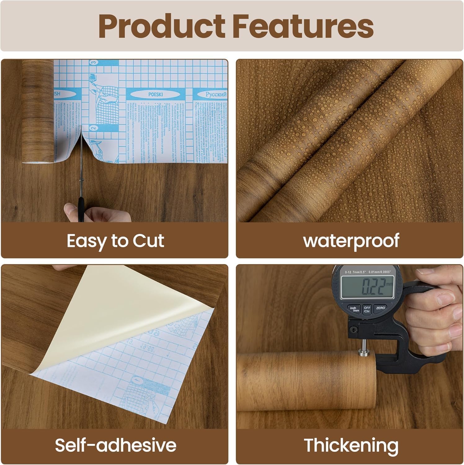 wood contact paper peel and stick, thicken vintage brown wood grain wallpaper for countertops furniture, natural wood furniture sticker self-adhesive removable waterproof vinyl film 23.6 in x 196 in 23.6" x 197" light brown