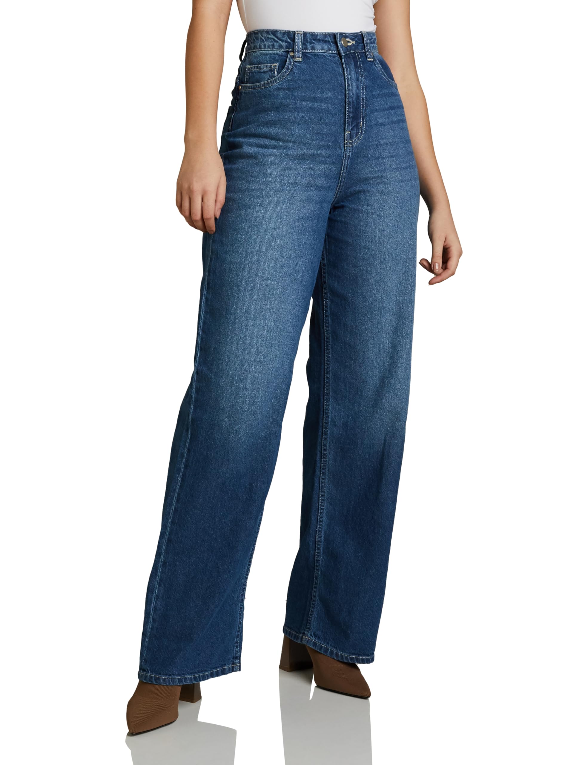 Women's High Waist Wide Leg Baggy Fit Jeans | Full Length