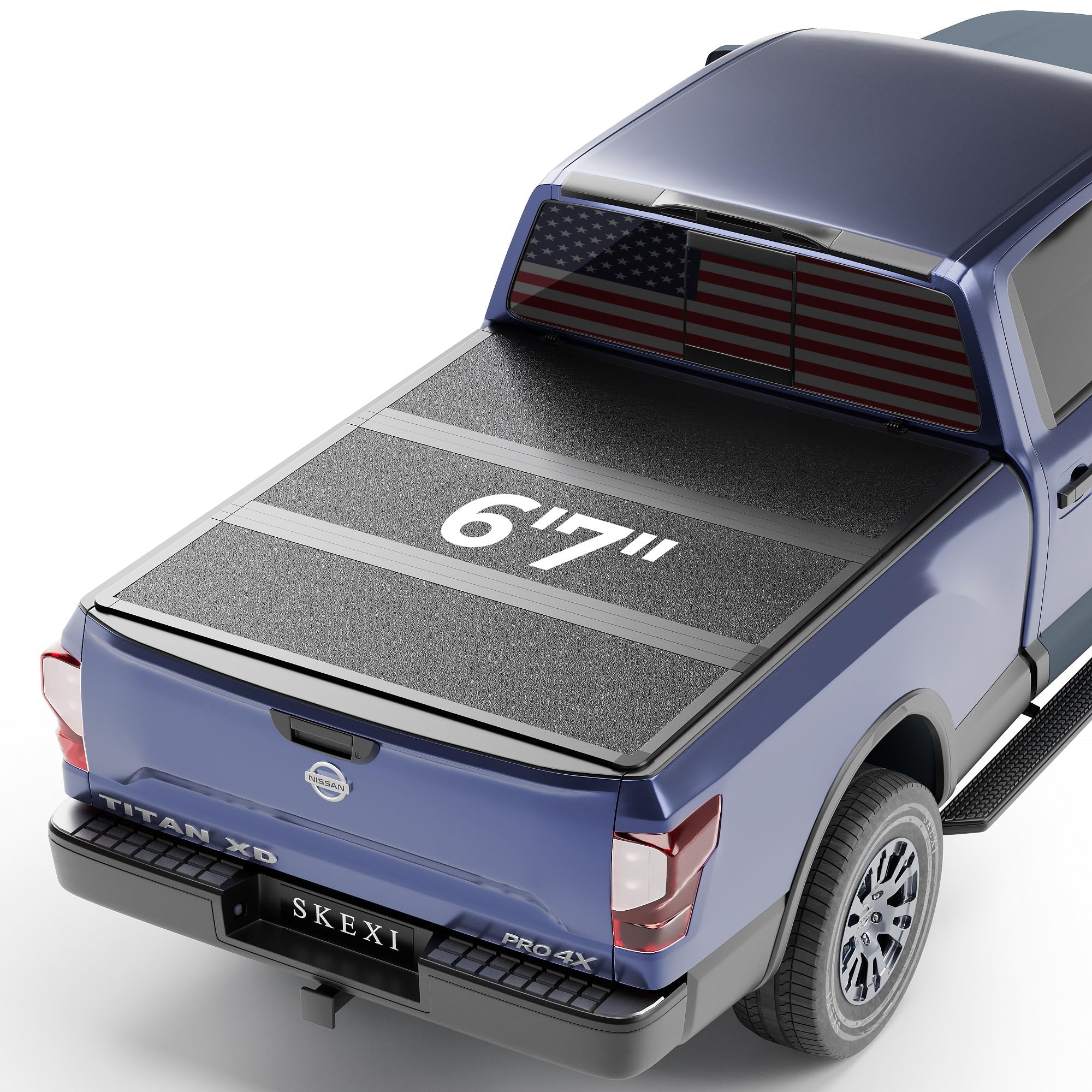 SKEXI FPR Hard Tri Fold Truck Bed Cover Tonneau Cover for 2017-2026 Nissan Titan XD 6.5FT (78.7") Bed, Heavy-Duty Lock Hard Folding Drill-Free Tonneau