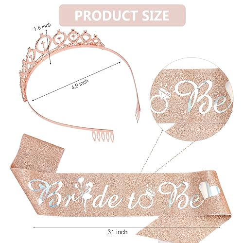 Miniatura 4 de CIEHER Bride To Be, decoraciones de despedida de soltera de oro rosa, despedida de soltera, tiara de novia, bonito regalo de despedida de soltera