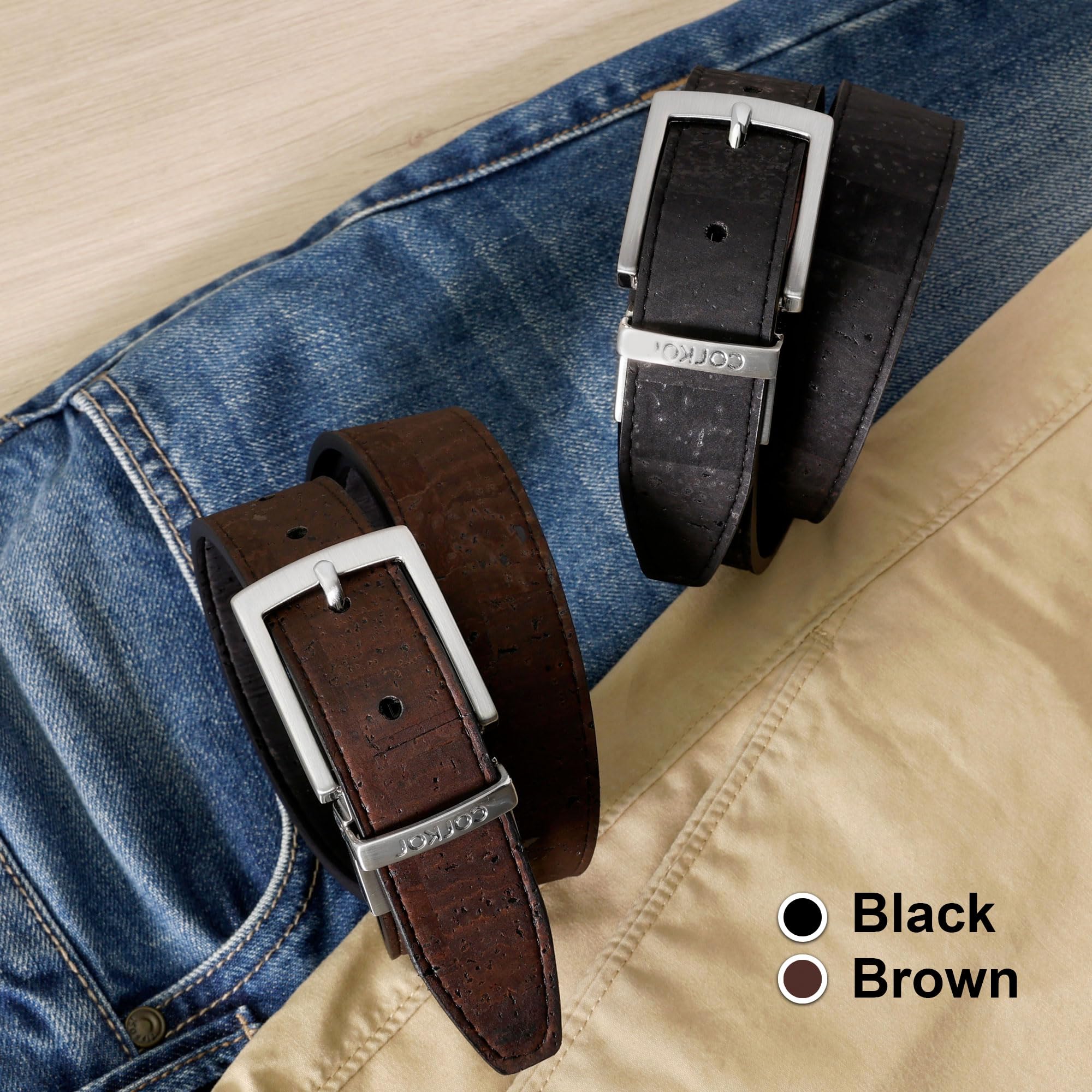 Corkor Herren Gürtel Ratsche für Männer Reversibel 30mm Breit Vegan aus Veganer korkleder