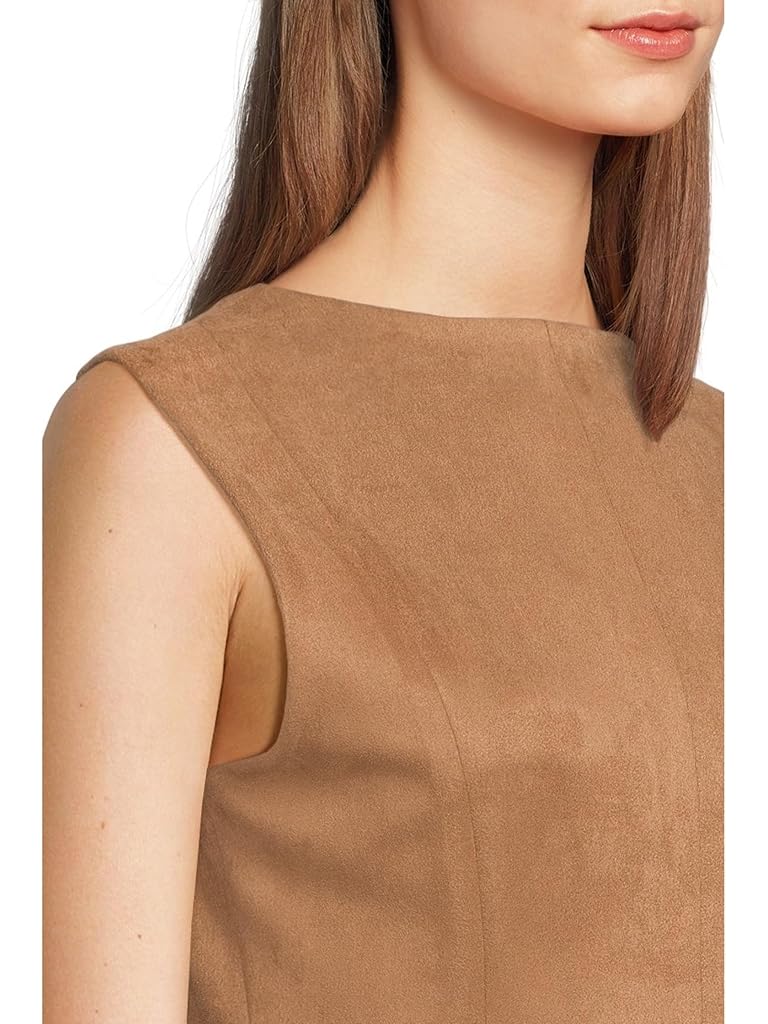 Brown Calvin Klein Sleeveless Zipper Suede Aline