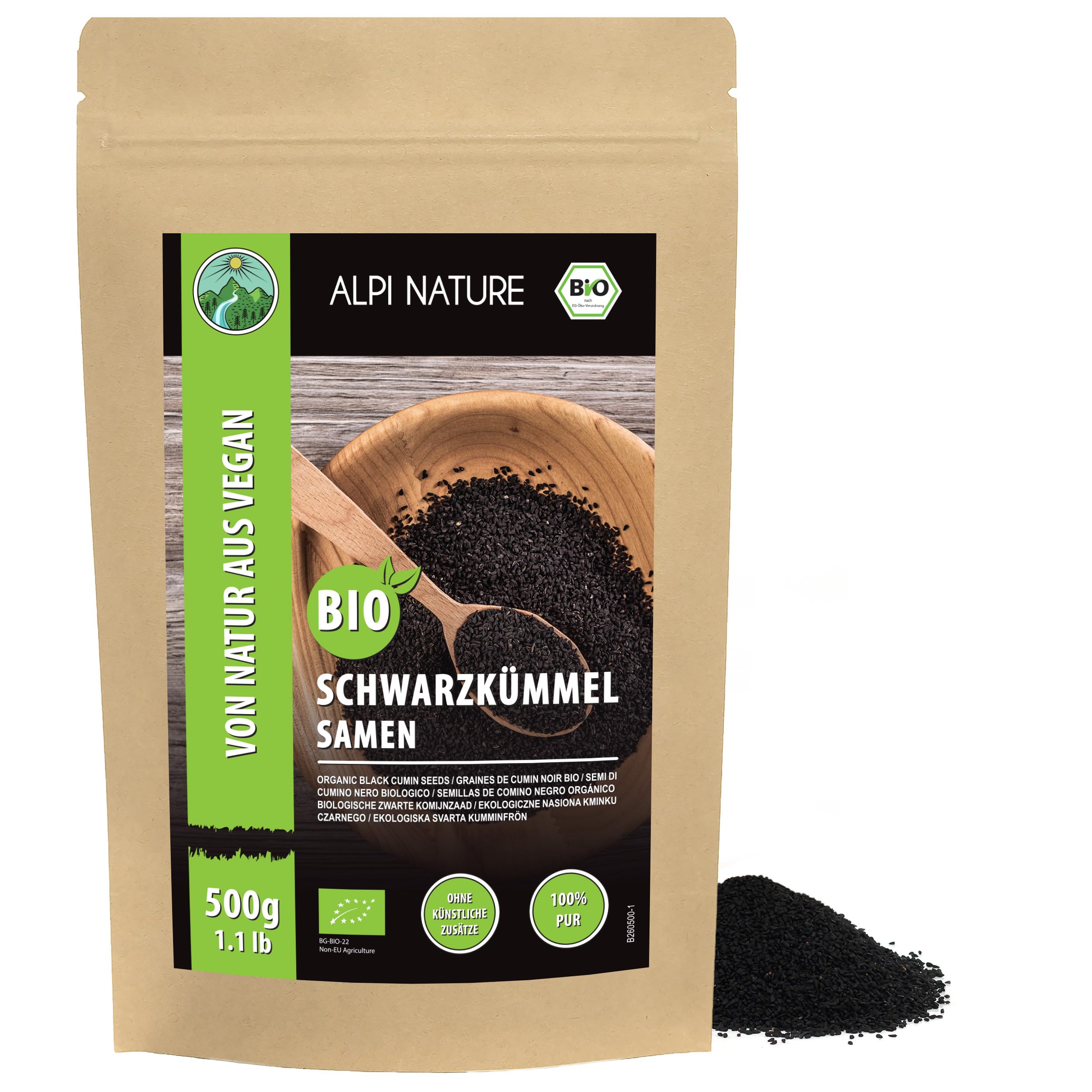 Alpi Nature Cumin Graines Noir BIO 500g, Graines de Cumin Noir Entières pour la Cuisine et la Pâtisserie