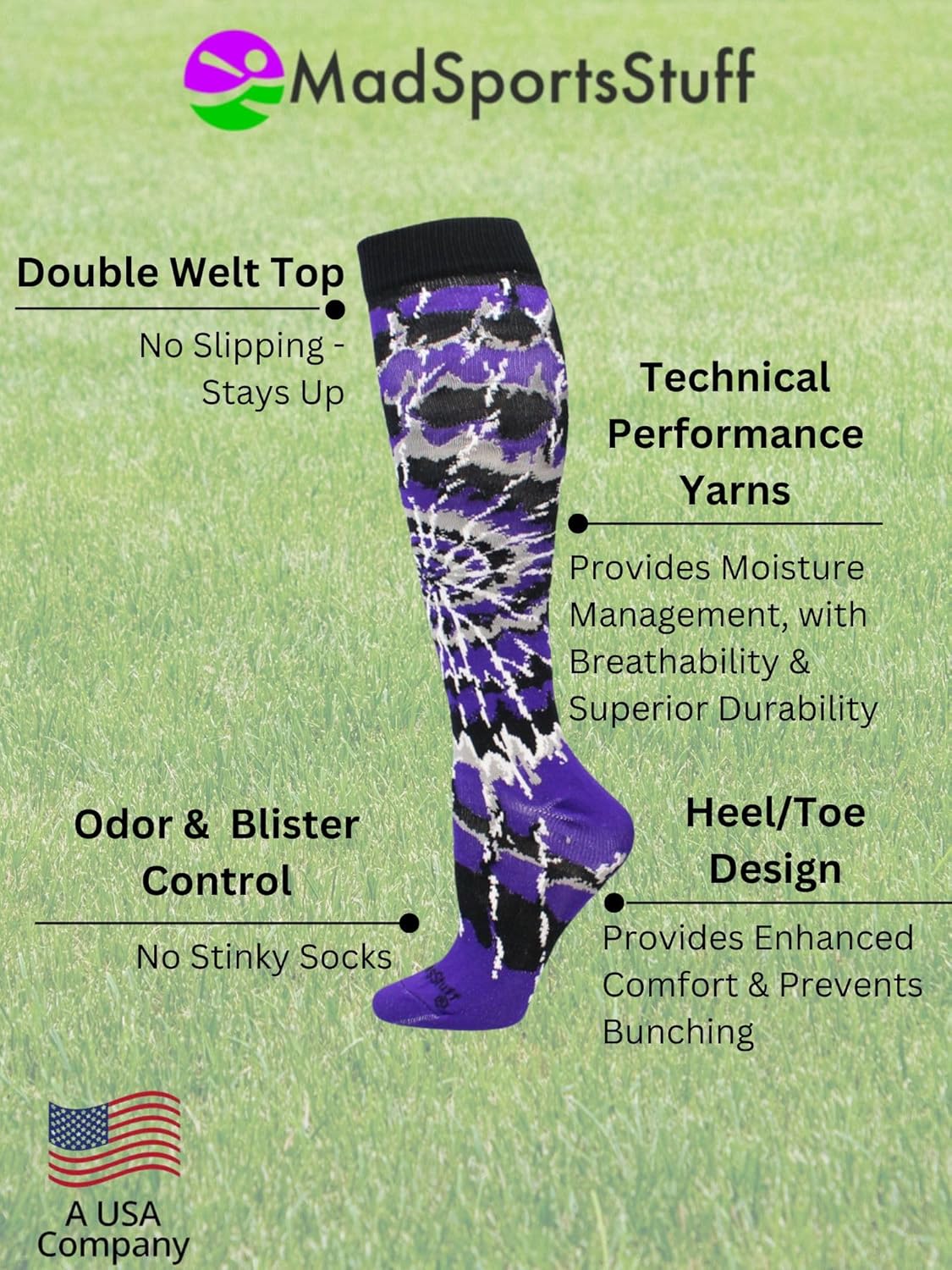 MadSportsStuff Crazy Tie Dye Socks for Softball Soccer Volleyball Tall Over the Calf Athletic Socks Fun Neon Colors - Image 4