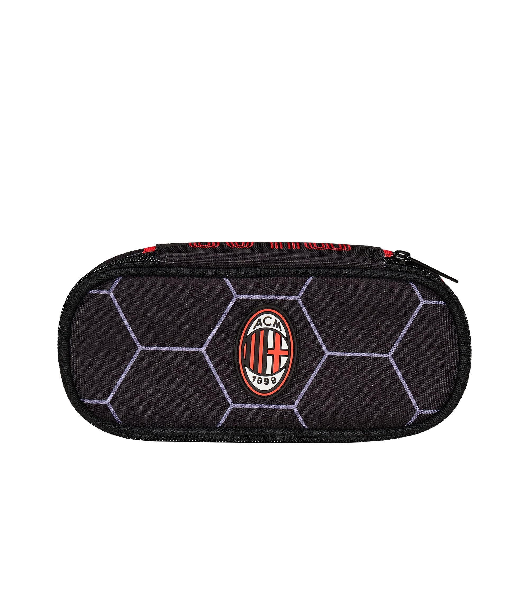Seven Round Plus School Pencil Case, A.C. Milan Football, Path of Victory, Black Red - Image 3