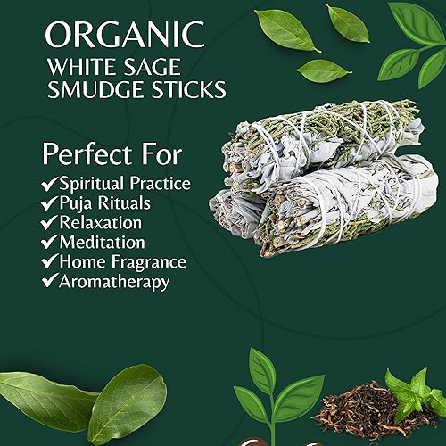 Vista 42 de Paquete de 3 barras de mezcla de salvia blanca para limpieza, meditación, yoga y manchas, salvia blanca orgánica mezclada con canela, copal, ruda