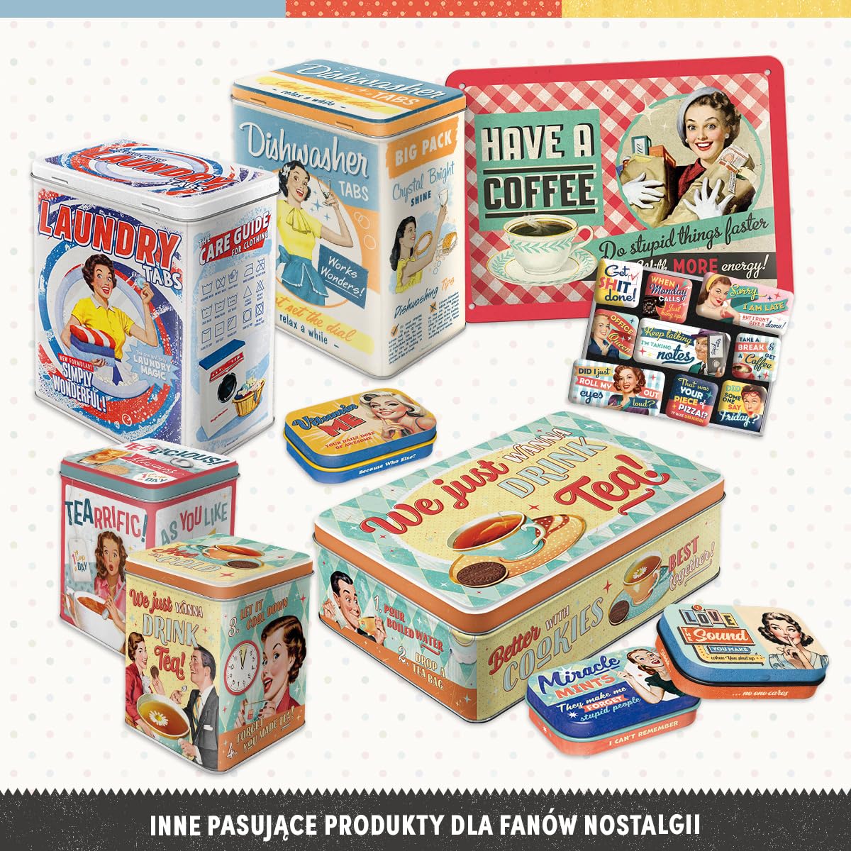 Nostalgic-Art Retro puszka L, 3 l, Dishwasher Tabs – Pomysł na prezent do domu, duży pojemnik z metalu na tabletki do zmywarki, Styl vintage
