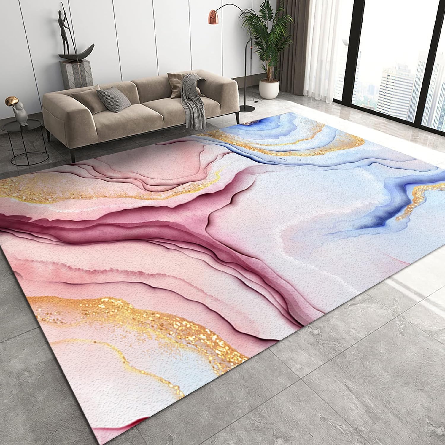 Tapis de couloir flanelle antidérapants pour salon et cuisine 3D