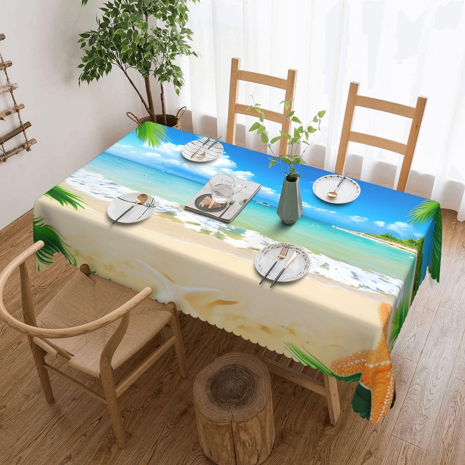 Nappe rectangle étoiles de mer pour vos déjeuners de jardin et tablées d'été