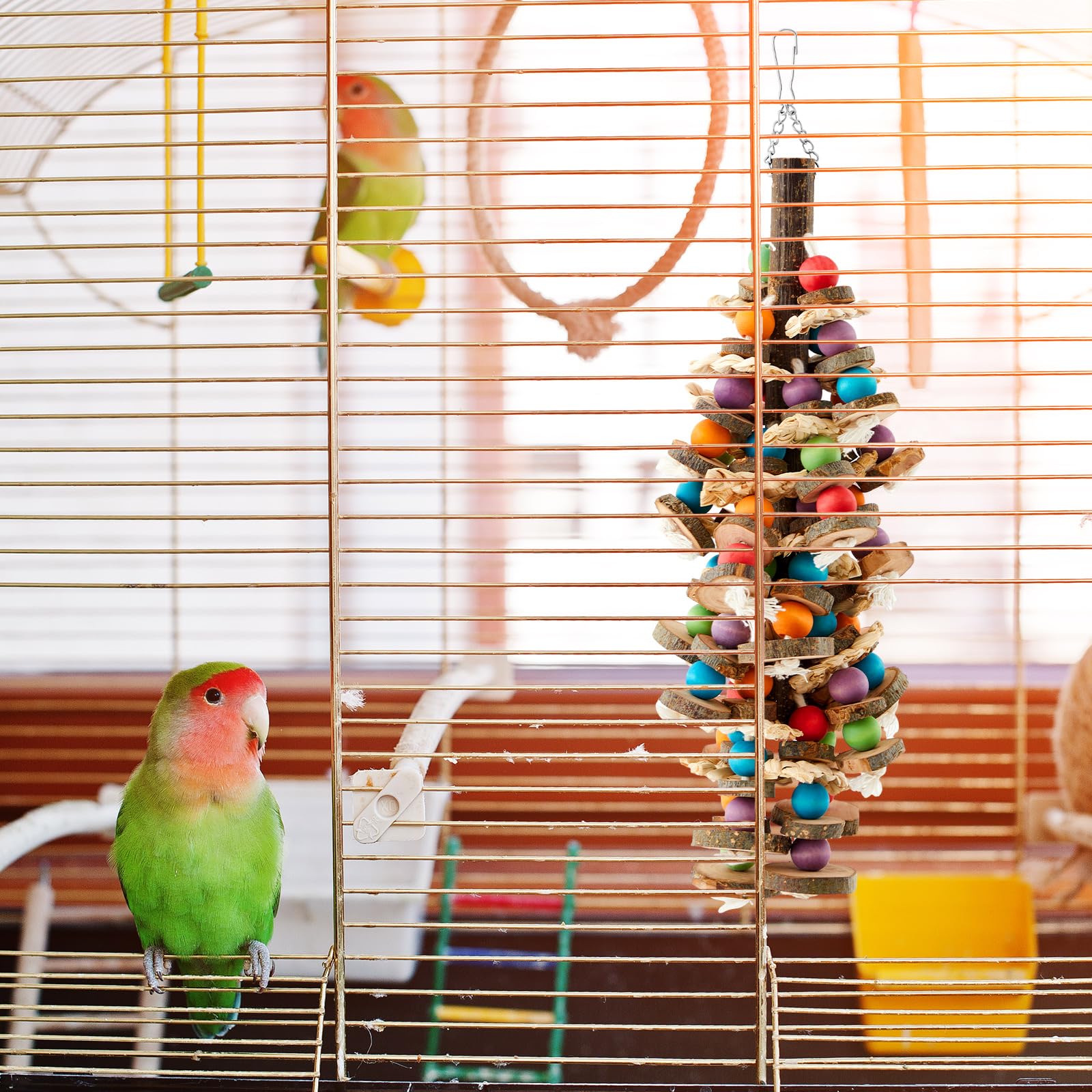 Seenelling Extra großes Vogelspielzeug für Papageien, mehrfarbig, natürliches Holz, Kauspielzeug für Papageienkäfig, Kauspielzeug für große, mittelgroße Aras, Kakadus, afrikanische Graupapageien