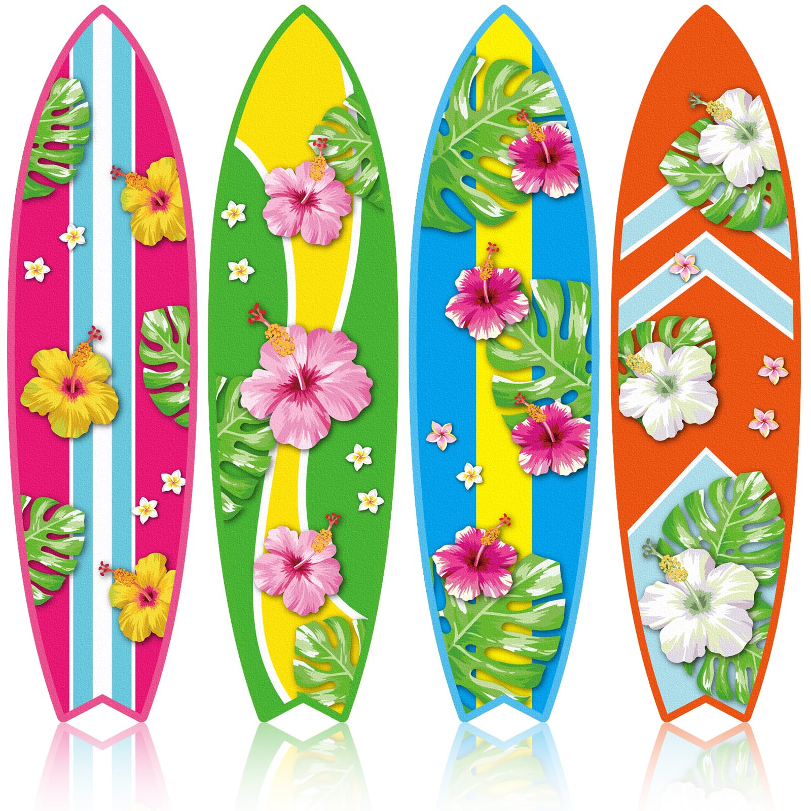 Amazon.com: Blulu 4 Pcs Hibiscus Surfboard Wall Decor Surfboard