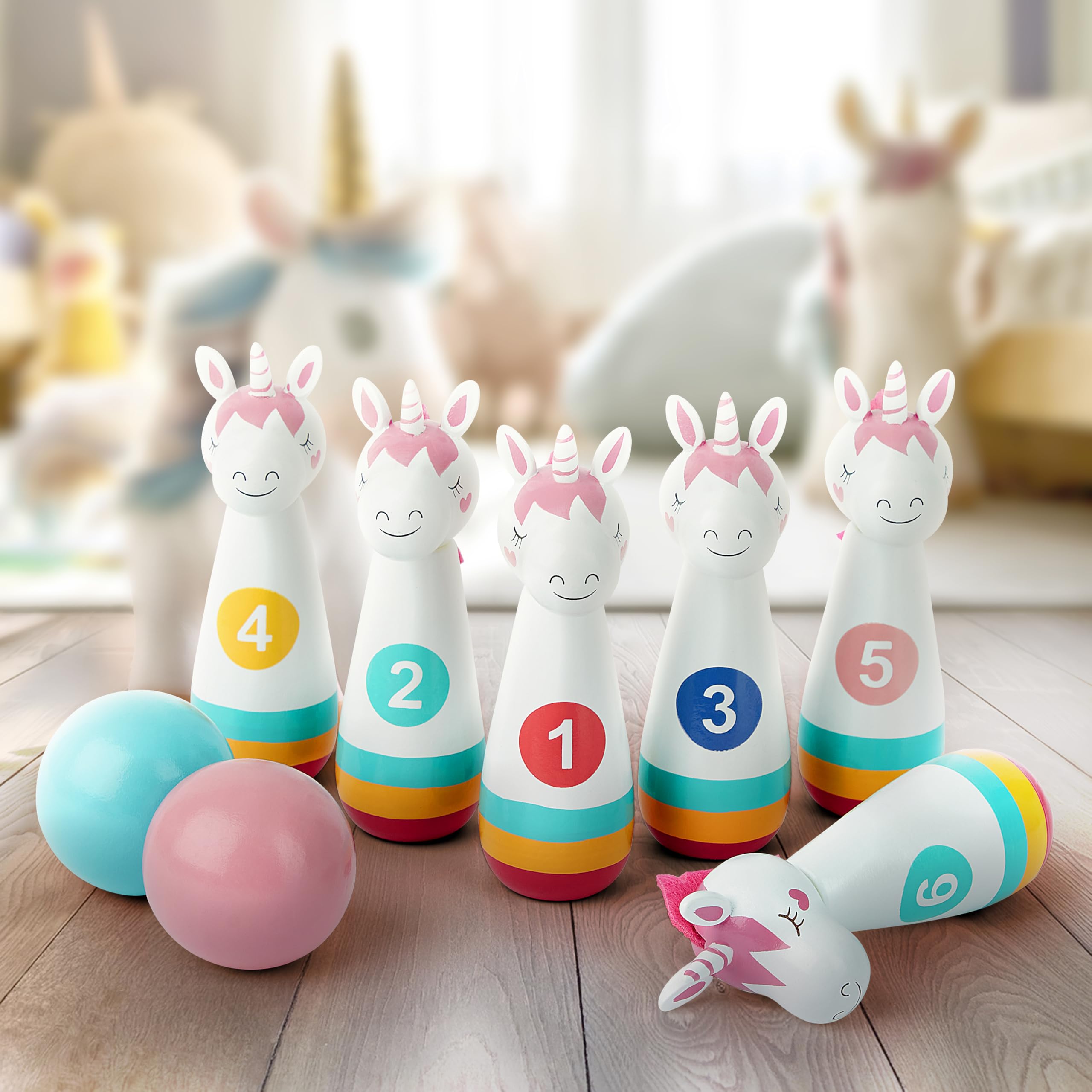 Mousehouse Gifts - Kinder Kegel-Set - Einhorn-Design - Holz