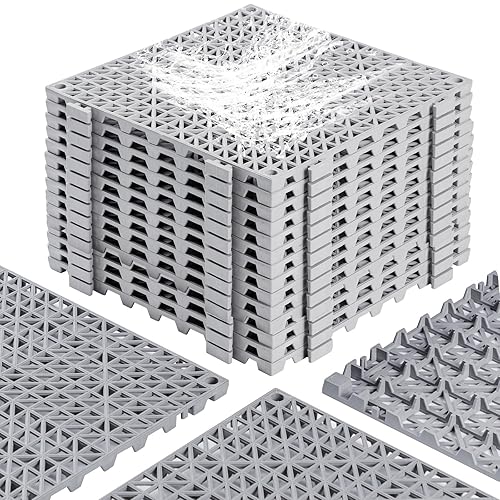 12” x 12” Drainage Interlocking Floor Tiles, 12 Pack Non-Slip