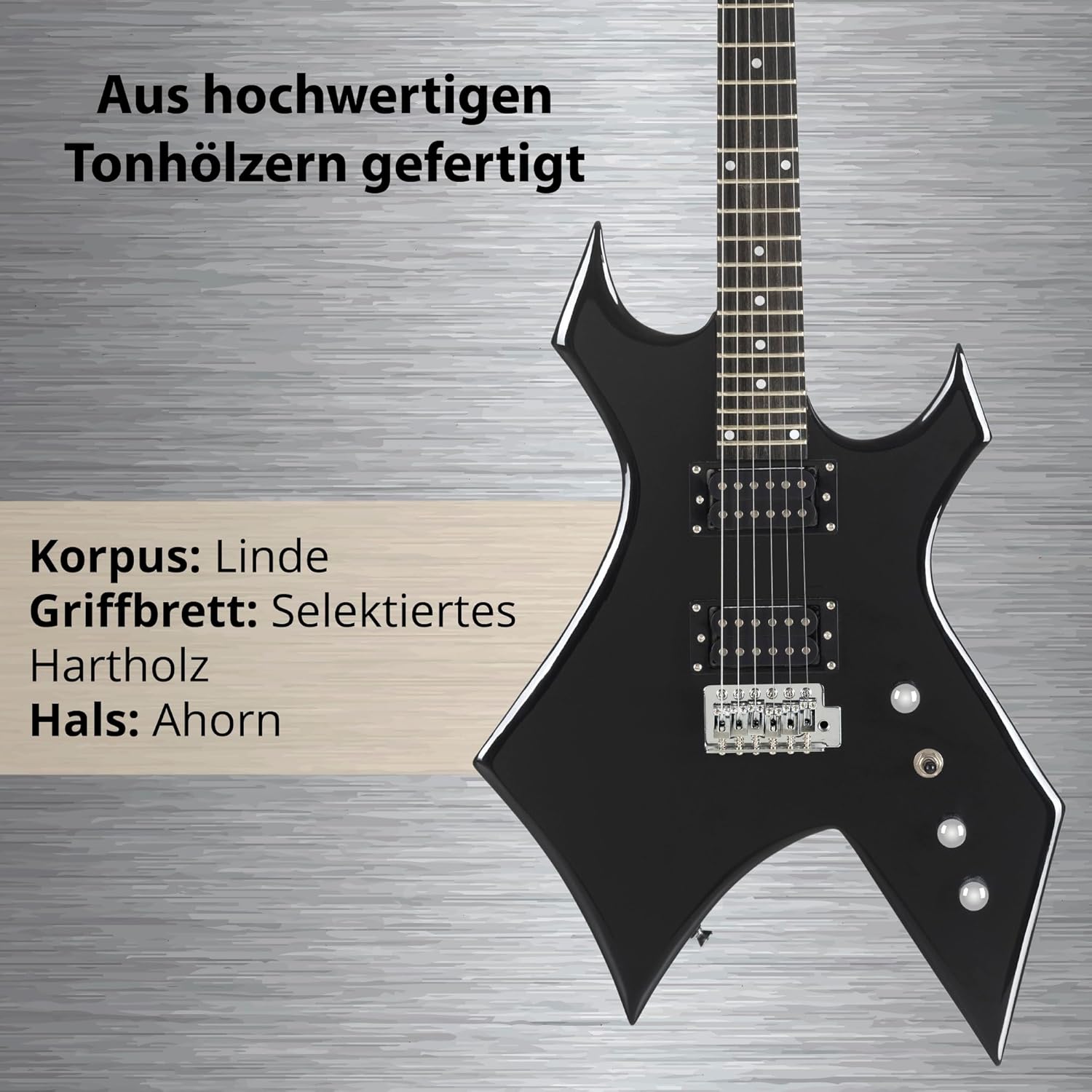 Construction Materials: Body made of Basswood, fretboard of selected hardwood, and maple neck.