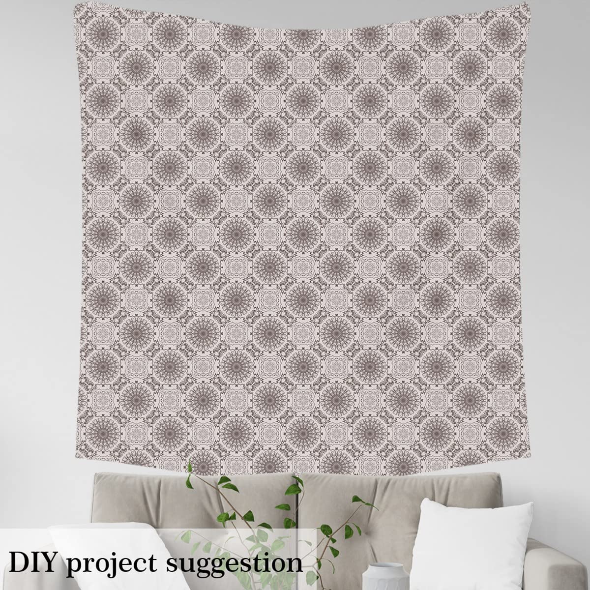 Tela bohemia con mandala para sillas, estilo vintage, tela geométrica floral al aire libre por The Yard, tela de estilo bohemio retro para proyectos de bricolaje en el hogar, 10 yardas, (920 x 150 cm