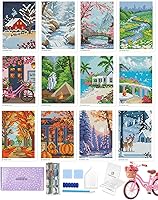 Foreveryoung Minigem 12PCS Mini Diamond Painting Kits for Adults & Beginners - 5x7 Inch Square Drill, 3-Hour Crafts, 12 Month Themes