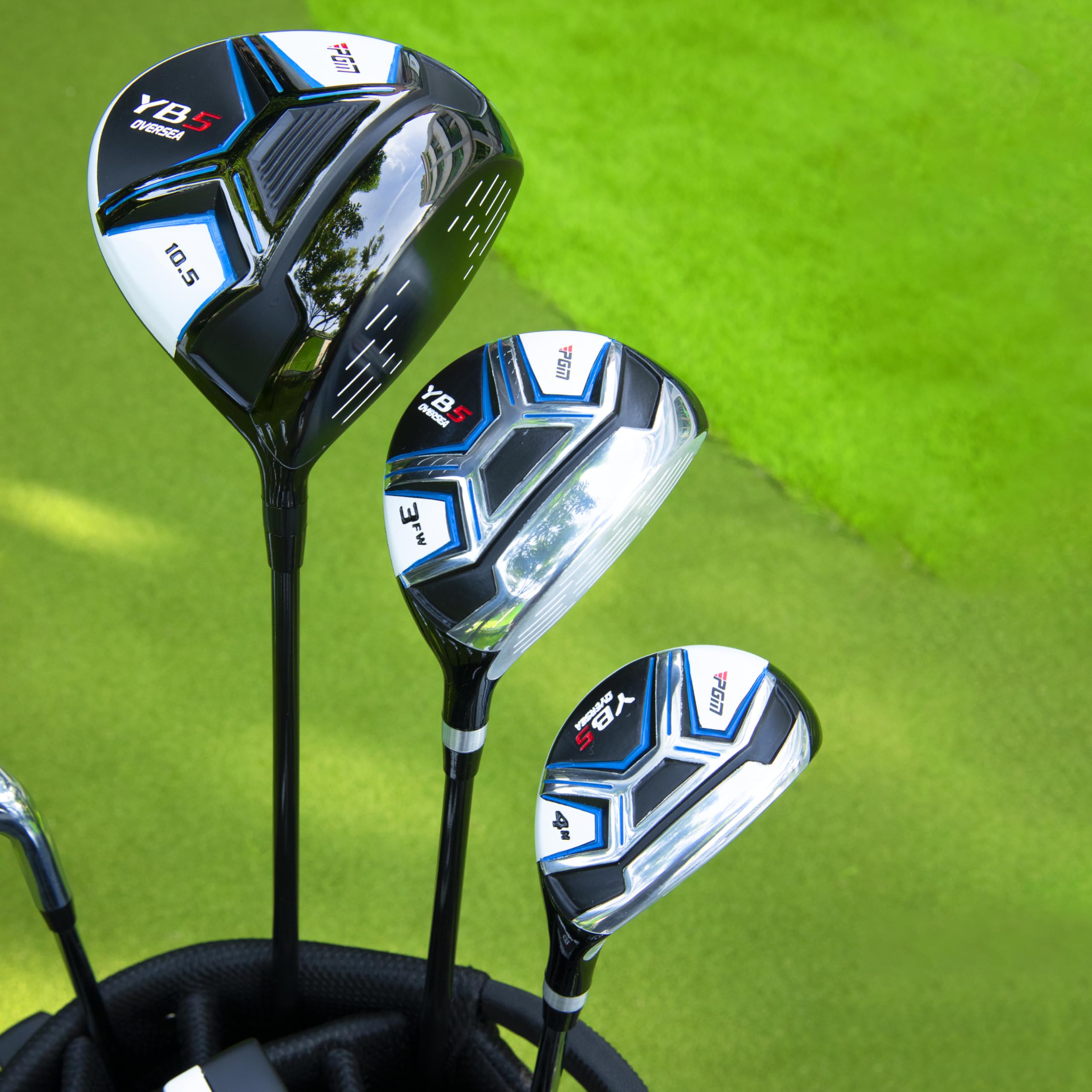 PGM Herren Golfschläger-Sets - 11-teilig - 2 Holz (#1,3), 1 Hybrid (#4H), 7 Eisen (#5,6,7,8,9,PW,SW), 1 Putter - Golfständer Tasche, Rechtshänder - Ideal für Anfänger