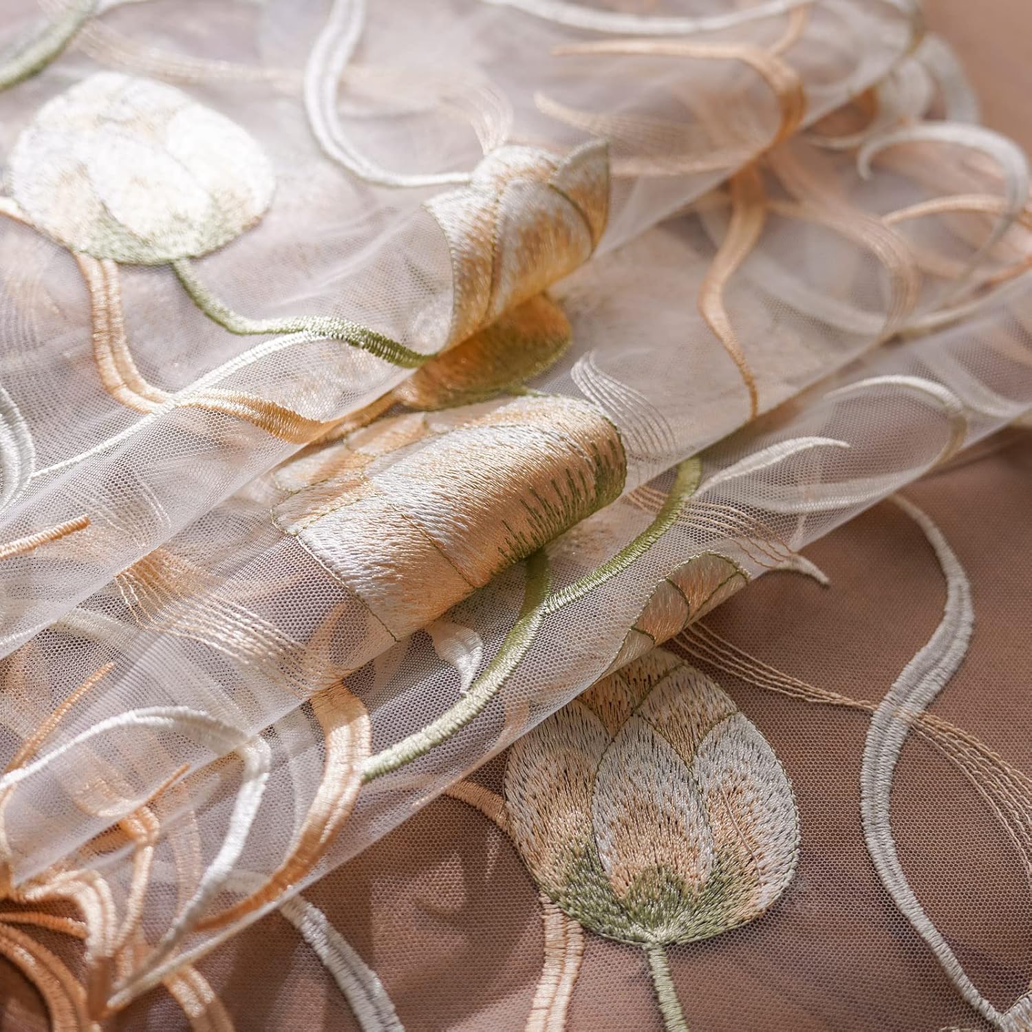 ARTABLE Lace Table Runner Macrame Vintage Flower Dresser Scarf with Exquisite Embroidery Table Runners for Kitchen Home Wedding Party Dining Decoration (12 x 104 Inch, Beige)