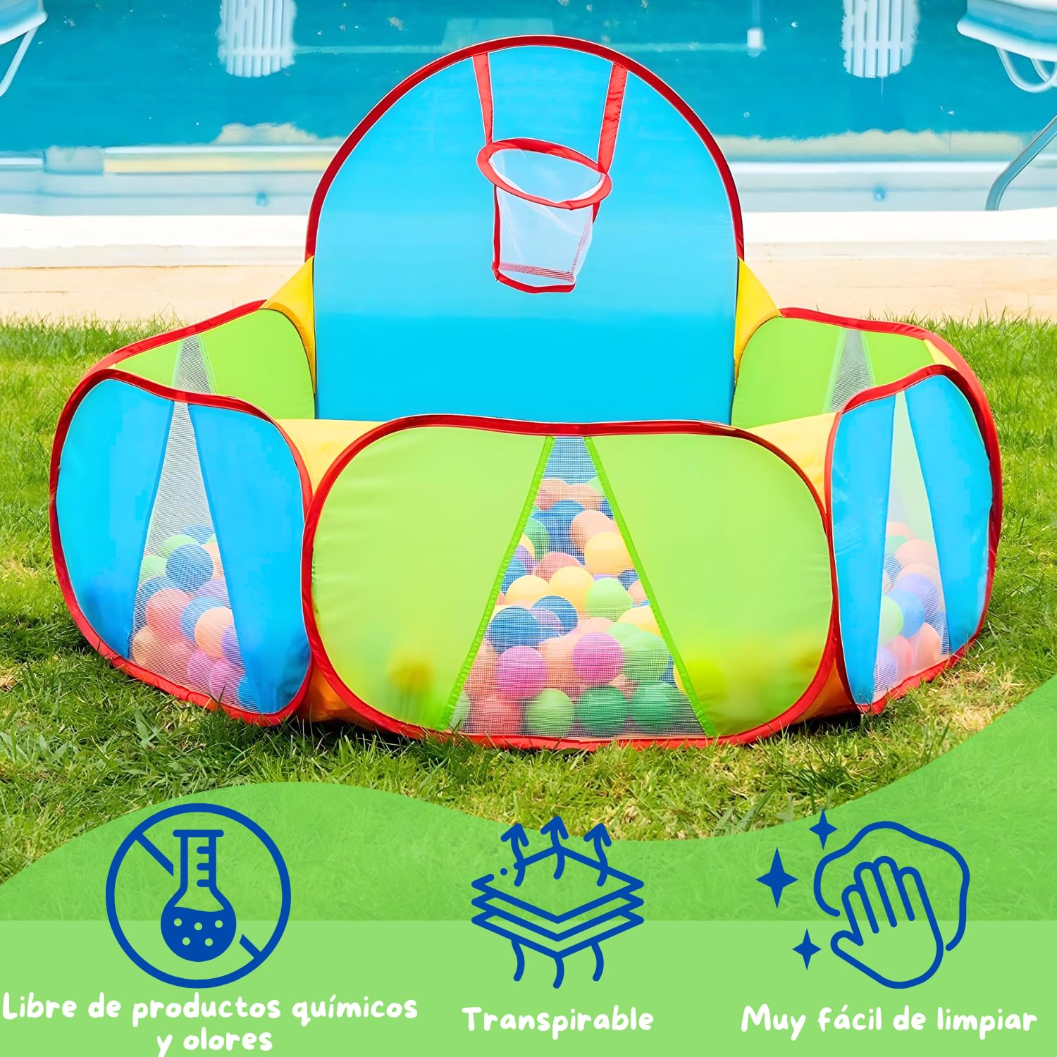 Piscina de Bolas | Piscina Infantil | Parque Infantil | Piscina Bolas Bebe | Parque de Bolas | Mini Canasta Baloncesto Habitación A | Bolas no Incluidas